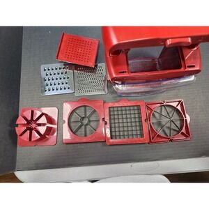Curtis Stone Red Multi Prep Food Chopper Dicer Grater Slicer Set with Container
